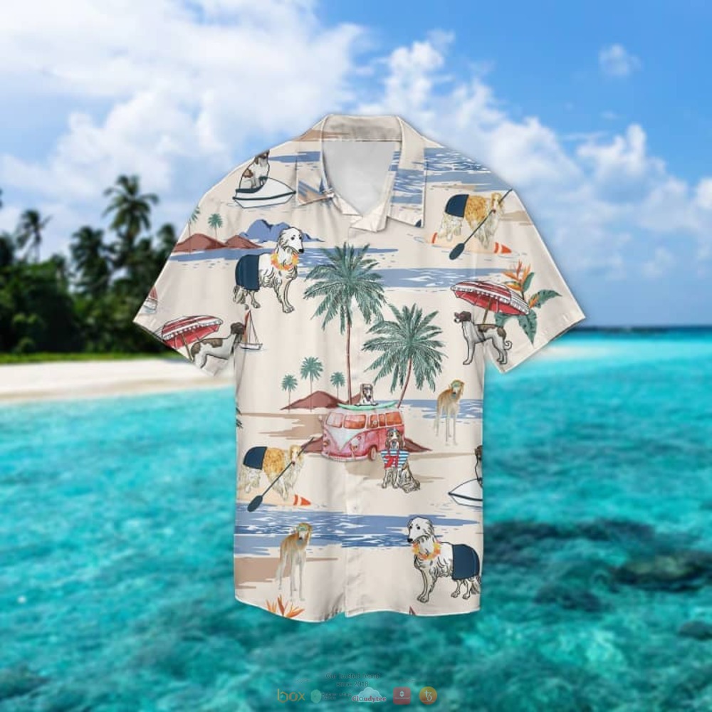 Borzoi Summer Beach Hawaiian Shirt 2 Borzoi Beach Hawaiian Shirt 1