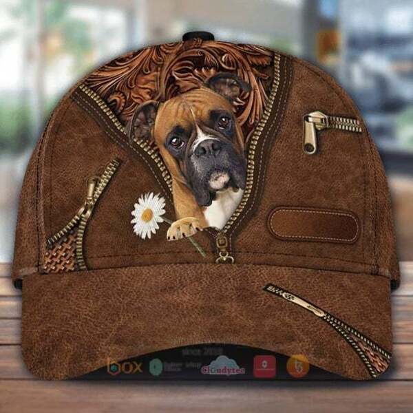 Boxer Holding Daisy Cap Hat