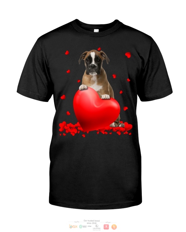 Brown Boxer Valentine Hearts shirt hoodie