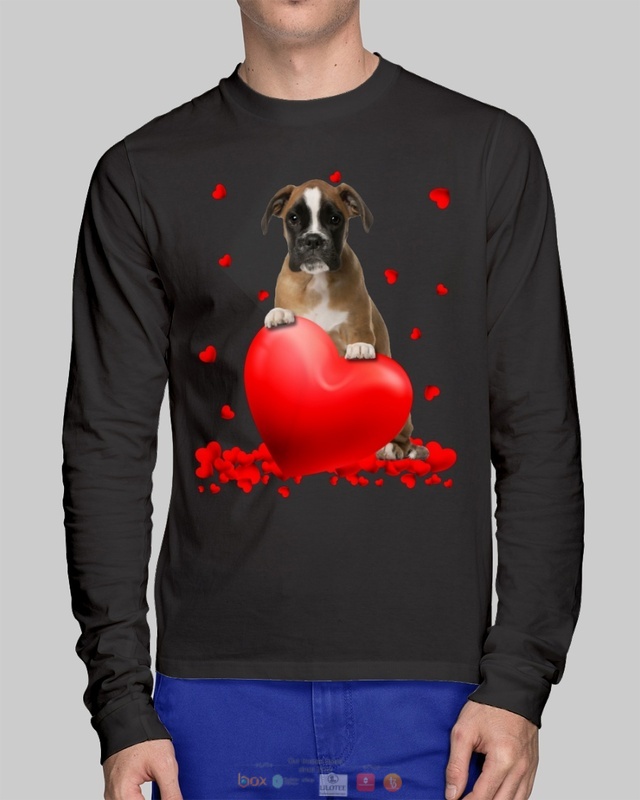 Valentine Hearts Brown Boxer hoodie, shirt 2 Brown Boxer Valentine Hearts shirt hoodie 1