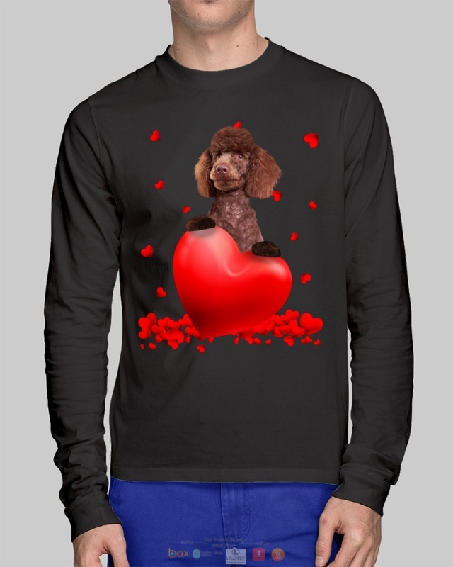 Valentine Hearts Brown Miniature Poodle hoodie, shirt 2 Brown Miniature Poodle Valentine Hearts shirt hoodie 1
