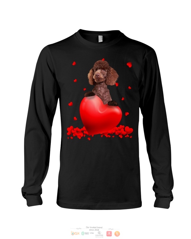 Valentine Hearts Brown Miniature Poodle hoodie, shirt 4 Brown Miniature Poodle Valentine Hearts shirt hoodie 1 2 3