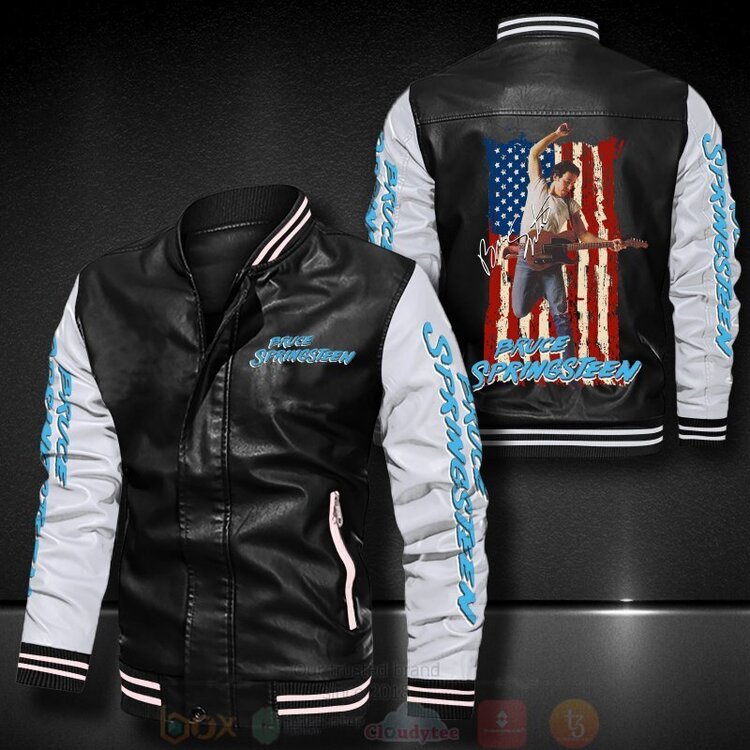 Bruce Springsteen American Flag Bomber Leather Jacket