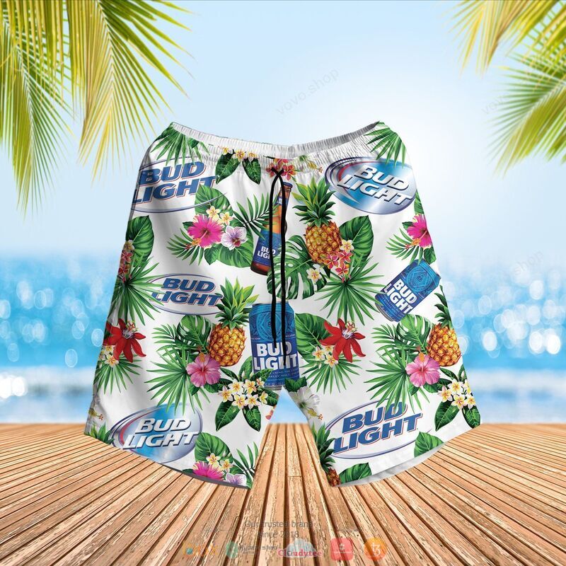 Bud Light Aloha pineapple Hawaiian Shirt, short 2 Bud Light Aloha pineapple Hawaiian Shirt short 1