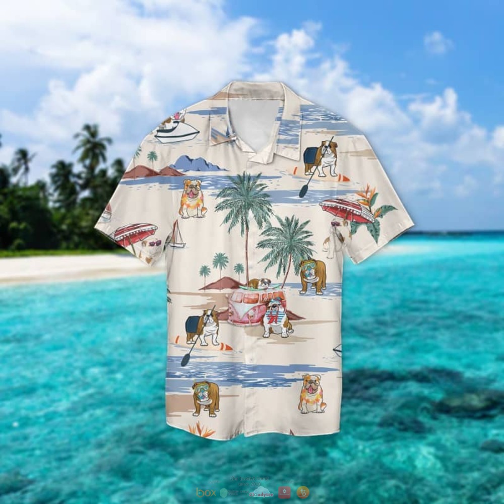 Bulldog Summer Beach Hawaiian Shirt 2 Bulldog Beach Hawaiian Shirt 1