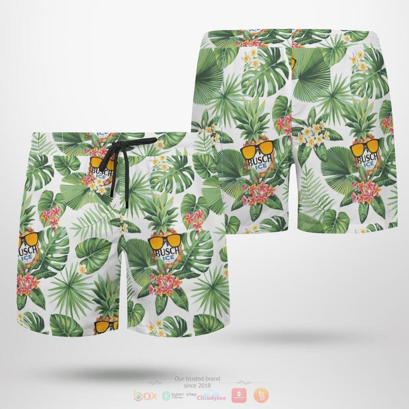 Busch Ice Tropical Plant Beach Short 9 Busch Ice Tropical Plant Beach Short