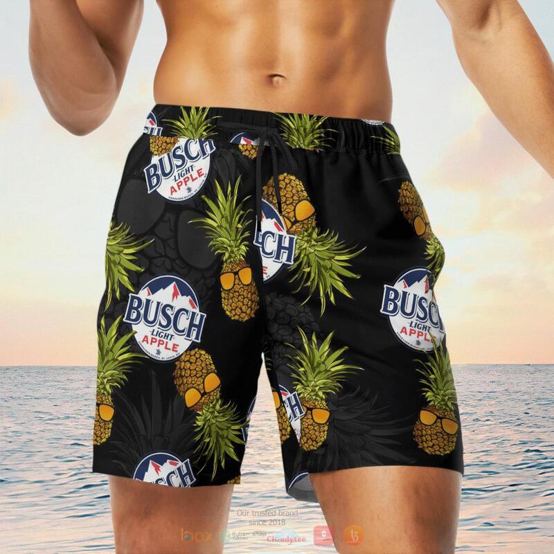 Busch Light Apple Pineapple Black Beach Short 3 Busch Light Apple Pineapple Black Beach Short 1 2