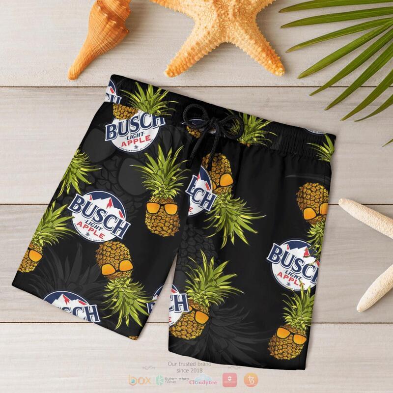 Busch Light Apple Pineapple Black Beach Short 4 Busch Light Apple Pineapple Black Beach Short 1 2 3
