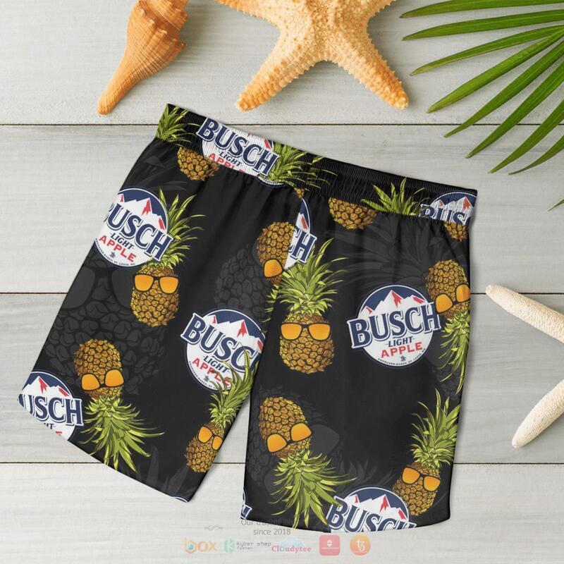 Busch Light Apple Pineapple Black Beach Short 5 Busch Light Apple Pineapple Black Beach Short 1 2 3 4