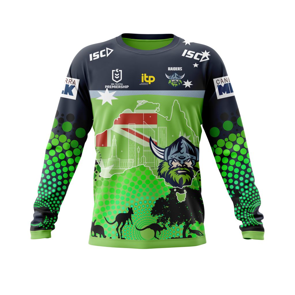 Personalized Canberra Raiders NRL Australia’s Day Kits full print 3d shirt, hoodie 5 CUSTOM NRLAUSRaiders211230 000 long sleeve front