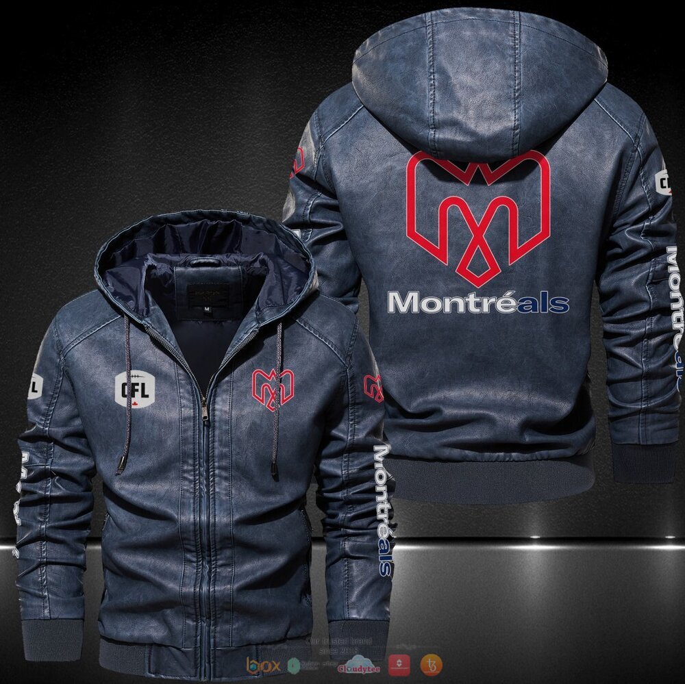 Canada Montreal Alouettes CFL Hat Leather Jacket 2 Canada Montreal Alouettes CFL Leather Jacket Hat 1