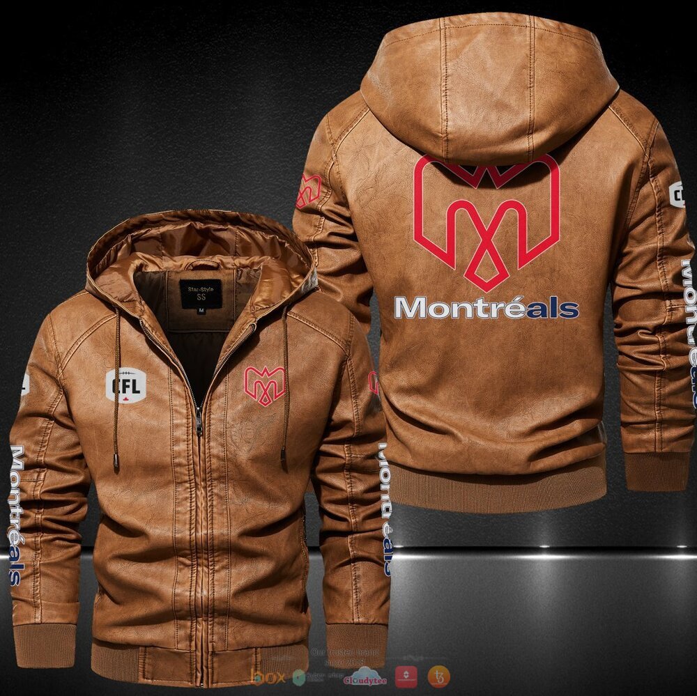 Canada Montreal Alouettes CFL Hat Leather Jacket 3 Canada Montreal Alouettes CFL Leather Jacket Hat 1 2