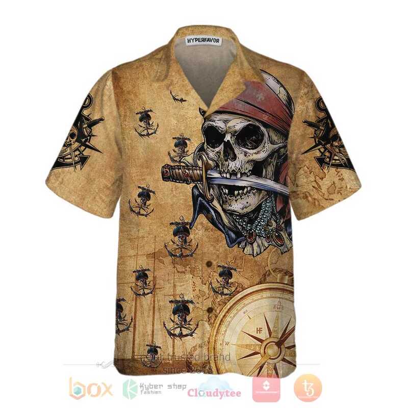 BEST Captain Pirate Skull 3D All Over Printed Hawaiian Shirt 2 Captain Pirate Skull Hawaiian Shirt 1