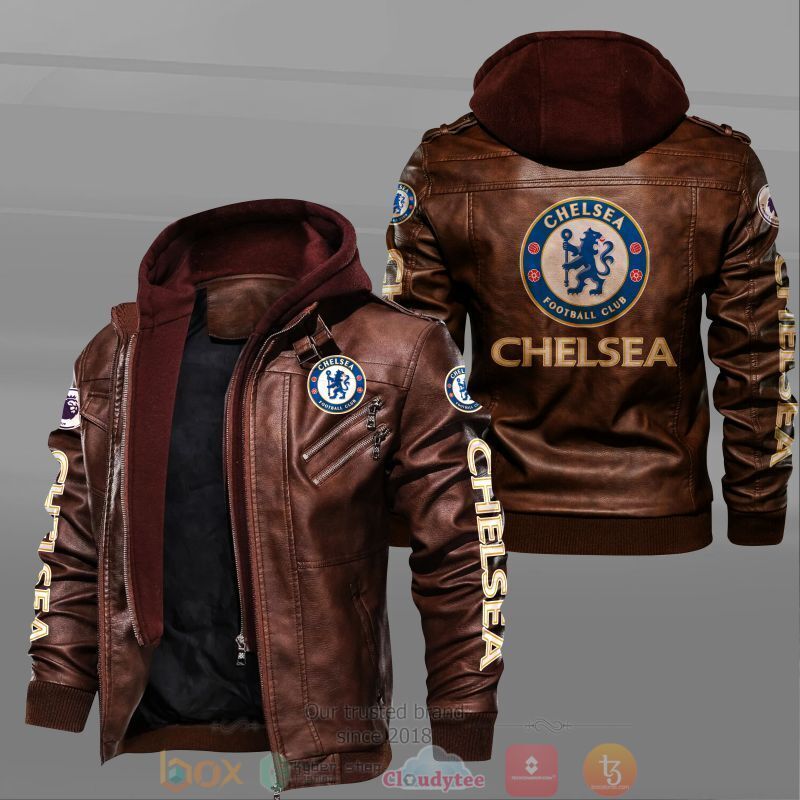 BEST Chelsea F.C Football Club 2D Leather PU Jacket 2 Chelsea F C Football Club Leather Jacket 1