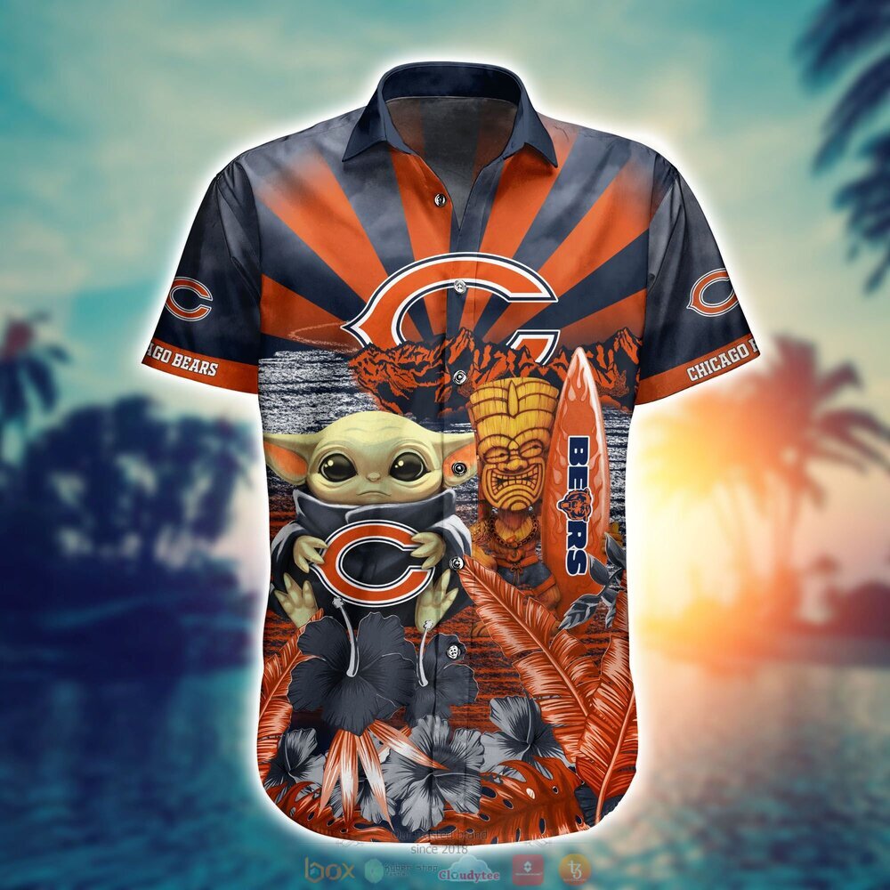 Chicago Bears Baby Yoda NFL Hawaiian Shirt, Shorts 2 Chicago Bears NFL Baby Yoda Hawaiian Shirt Shorts 1