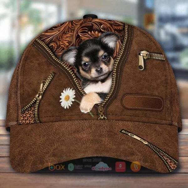 Chihuahua Baby Holding Daisy Cap Hat