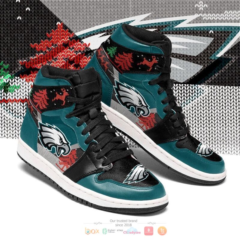 Christmas Philadelphia Eagles NFL Air Jordan High Top Shoes 2 Christmas Philadelphia Eagles NFL Air Jordan High Top Shoes 1