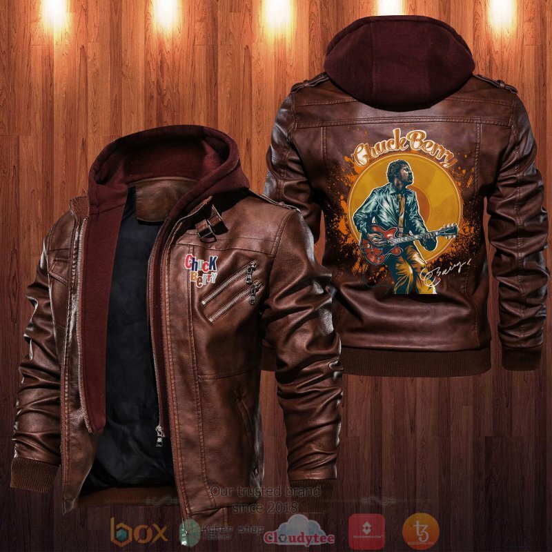 BEST Chuck Berry Electric Guitar 2D Leather PU Jacket 2 Chuck Berry Electric Guitar Leather Jacket 1