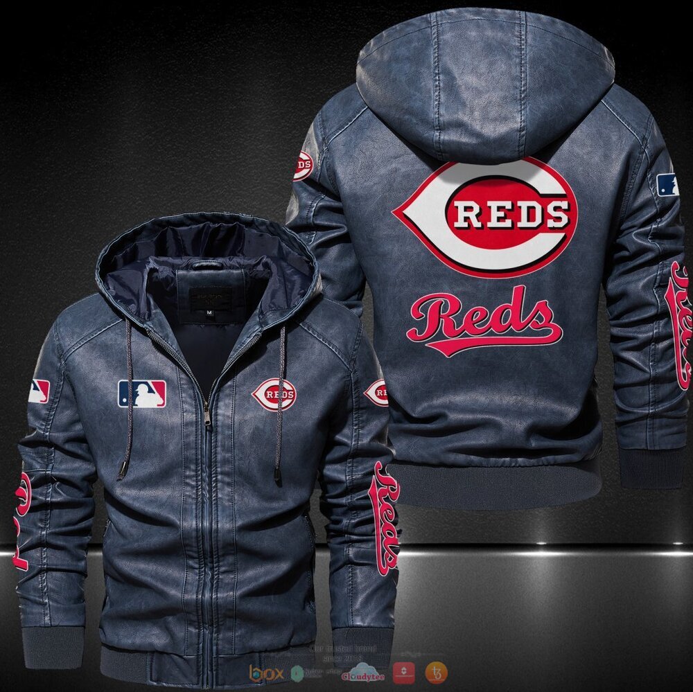 Cincinnati Reds MLB Hat Leather Jacket 2 Cincinnati Reds MLB Leather Jacket Hat 1