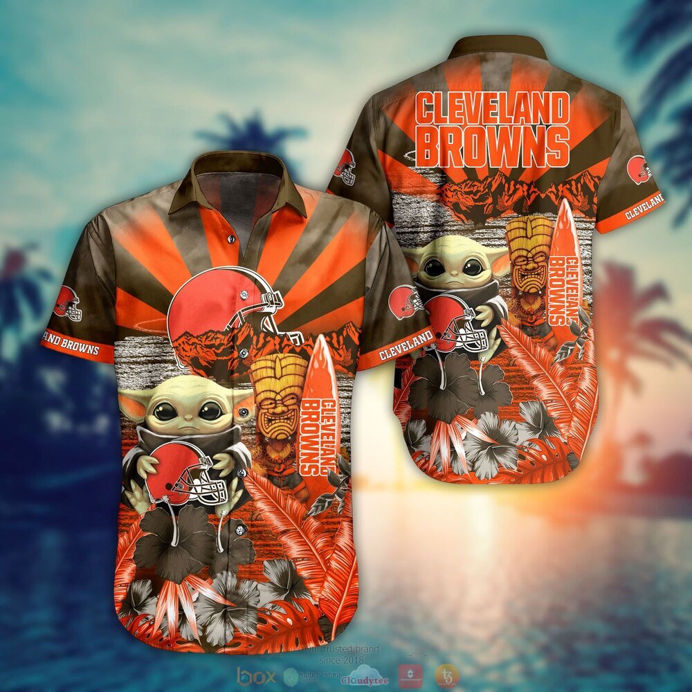 Cleveland Browns Baby Yoda NFL Hawaiian Shirt, Shorts 9 Cleveland Browns NFL Baby Yoda Hawaiian Shirt Shorts