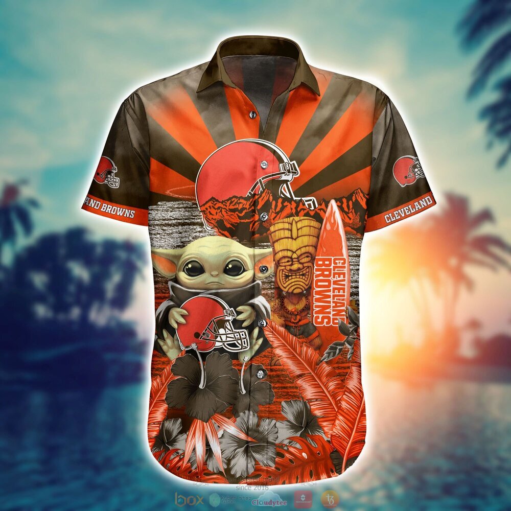 Cleveland Browns Baby Yoda NFL Hawaiian Shirt, Shorts 2 Cleveland Browns NFL Baby Yoda Hawaiian Shirt Shorts 1