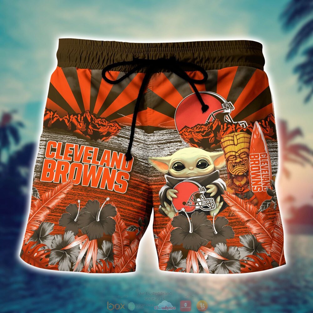 Cleveland Browns Baby Yoda NFL Hawaiian Shirt, Shorts 4 Cleveland Browns NFL Baby Yoda Hawaiian Shirt Shorts 1 2 3