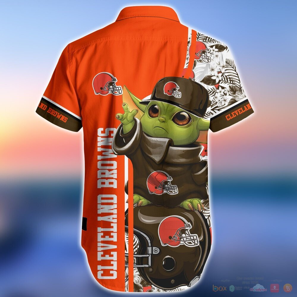 Cleveland Browns Baby Yoda NFL Hawaiian Shirt and Shorts 4 Cleveland Browns NFL Baby Yoda Hawaiian Shirt and Shorts 1 2 3