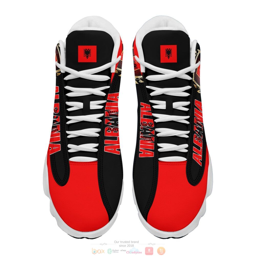 Coat of arms of Albania black red Air Jordan 13 shoes 1
