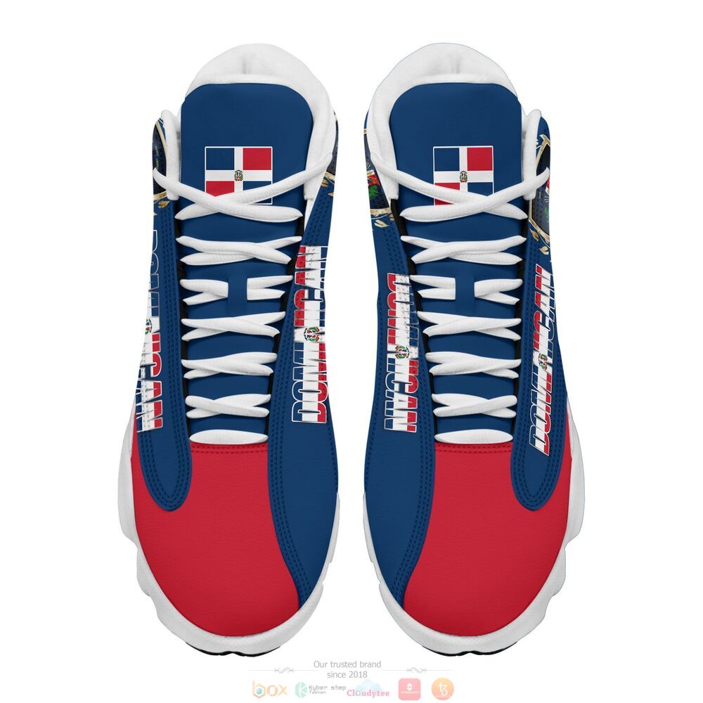 Coat of arms of the Dominican Republic blue red Personalized Air Jordan 13 sneaker 2 Coat of arms of the Dominican Republic blue red Air Jordan 13 shoes 1