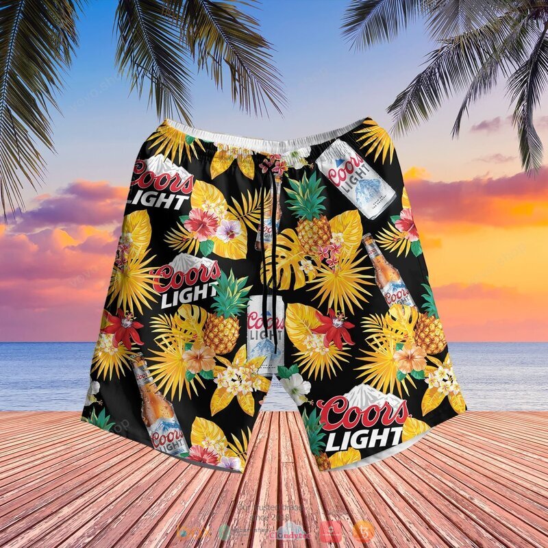 Coors Light Beer pineapple Hawaiian Shirt, short 3 Coors Light Beer pineapple Hawaiian Shirt short 1 2