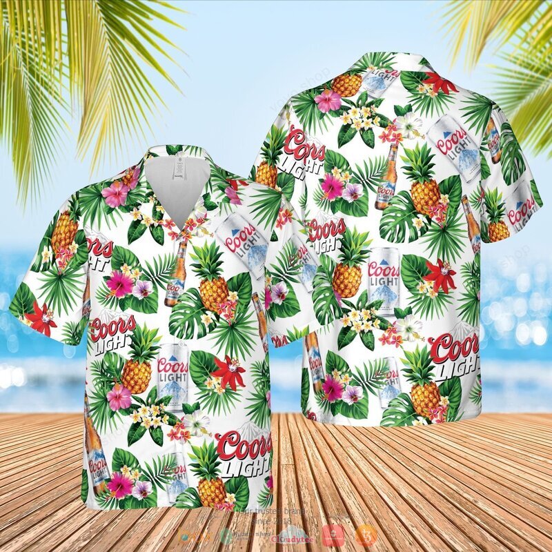 Coors Light Beer summer pineapple Hawaiian Shirt, short 2 Coors Light Beer summer pineapple Hawaiian Shirt short 1