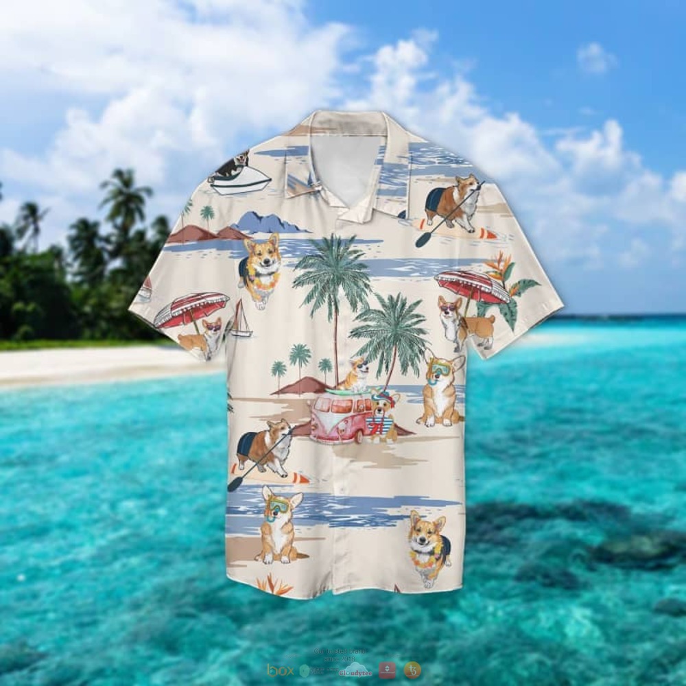 Corgi Summer Beach Hawaiian Shirt 2 Corgi Beach Hawaiian Shirt 1