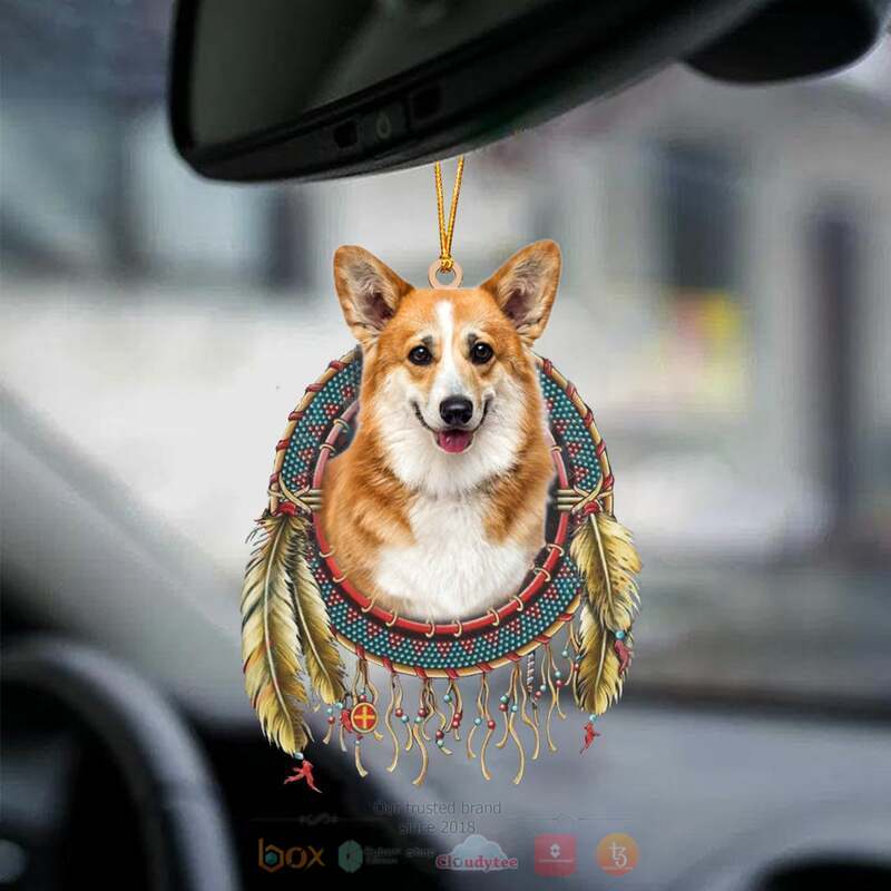 Corgi In Dreamcatcher Car Ornament
