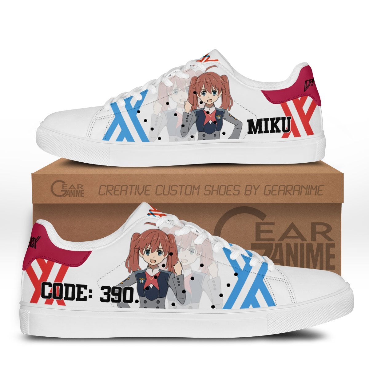 Darling in the Franxx Miku Code390 Skate Sneakers Custom Anime Shoes GearAnime