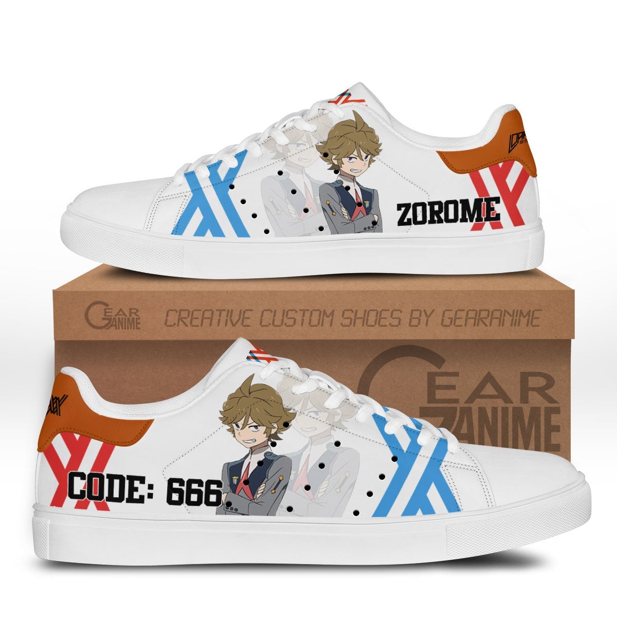 Darling in the Franxx Zorome Code666 Skate Sneakers Custom Anime Shoes GearAnime
