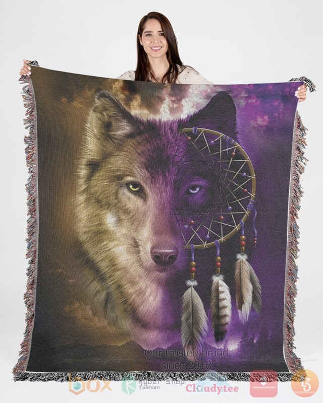 BEST Dawhud Direct Wolf Dreamcatcher Sherpa Blanket 3 Dawhud Direct Wolf Dreamcatcher Blanket 1 2
