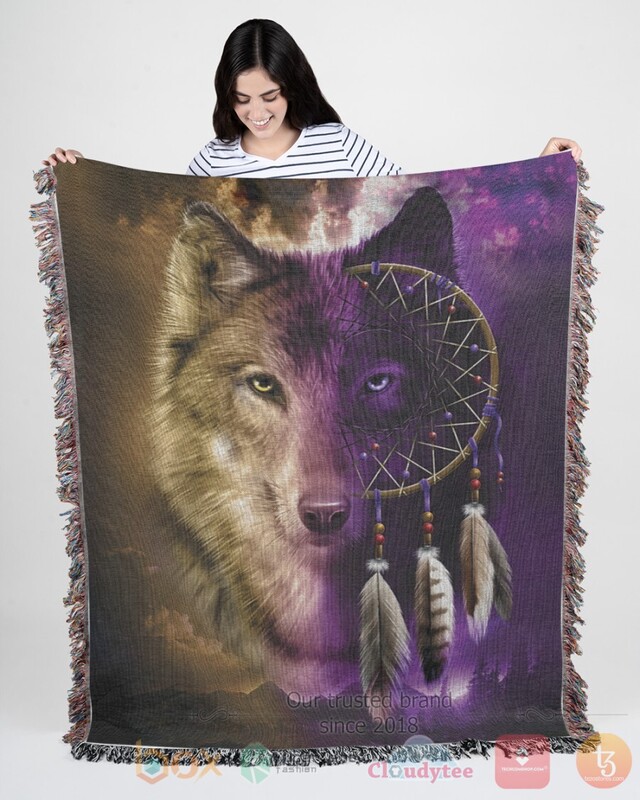 BEST Dawhud Direct Wolf Dreamcatcher Sherpa Blanket 4 Dawhud Direct Wolf Dreamcatcher Blanket 1 2 3