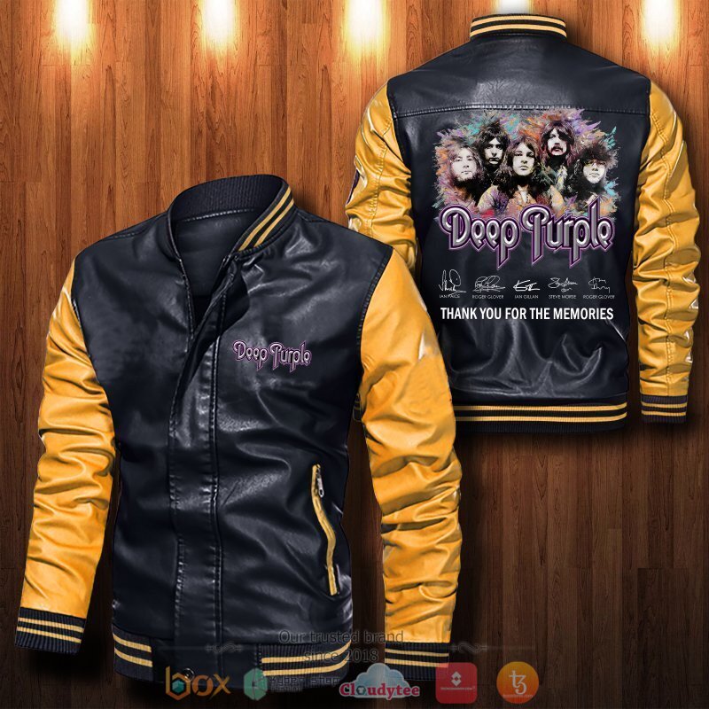 Deep Purple Thank you for the memories Bomber leather jacket 1 2 3 4 5