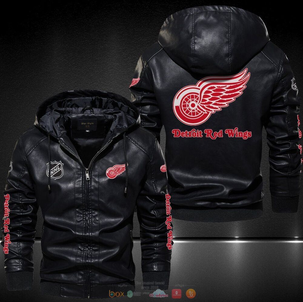 Detroit Red Wings NHL Leather Jacket Hat