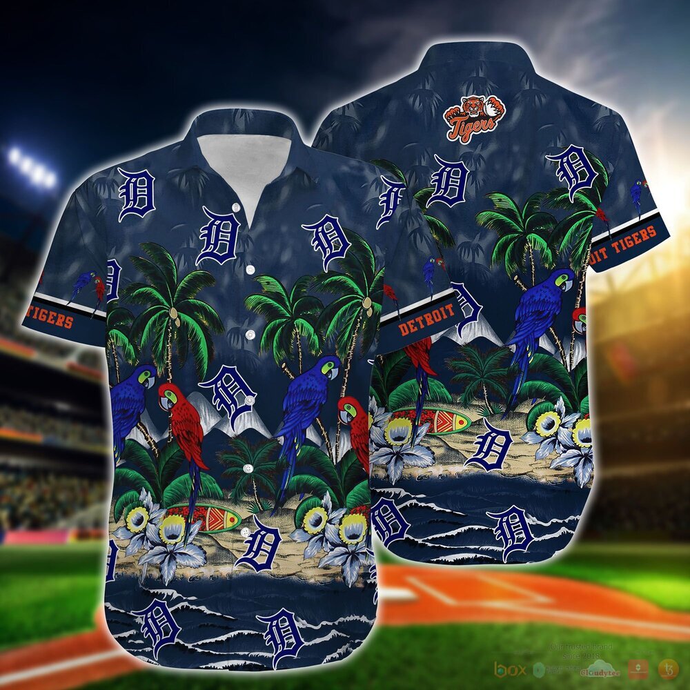 Detroit Tigers Parrot Island MLB Hawaiian Shirt and Shorts 2 Detroit Tigers MLB Island Hawaiian Shirt and Shorts 1