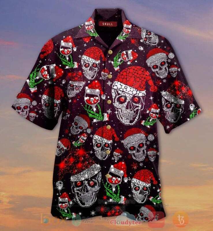 BEST Diamond Skull Christmas 3D All Over Printed Hawaiian Shirt 2 Diamond Skull Christmas Hawaiian Shirt 1