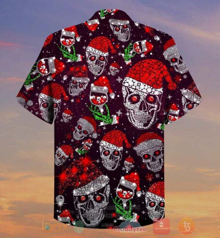 BEST Diamond Skull Christmas 3D All Over Printed Hawaiian Shirt 3 Diamond Skull Christmas Hawaiian Shirt 1 2