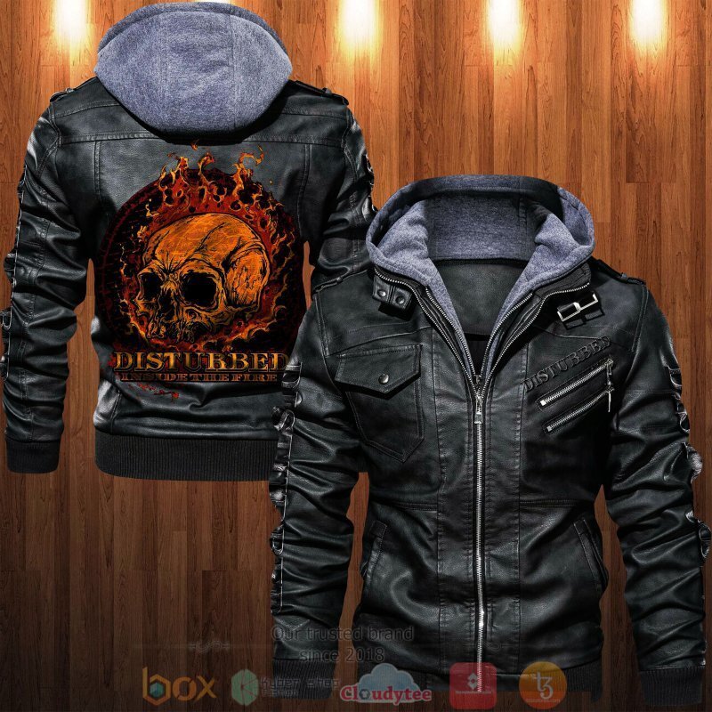 Disturbed Fire Skull Leather Jacket