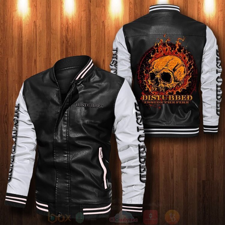 Disturbed Inside The Fire Skull Bomber Leather Jacket