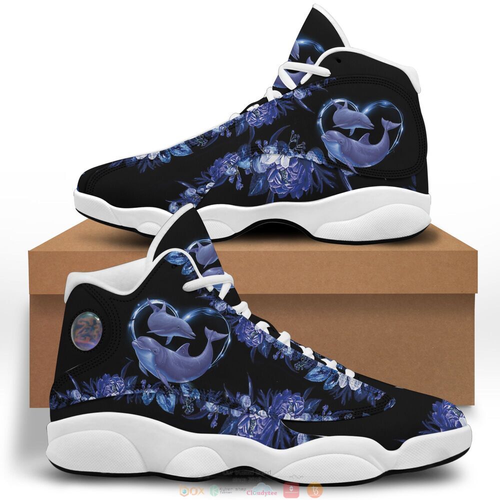 Dolphins couple Personalized Air Jordan 13 sneaker 3 Dolphins couple Air Jordan 13 shoes 1 2