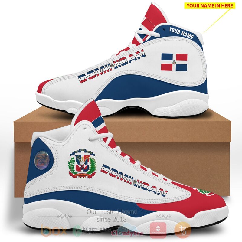 Dominican Personalized White Air Jordan 13 Shoes 1