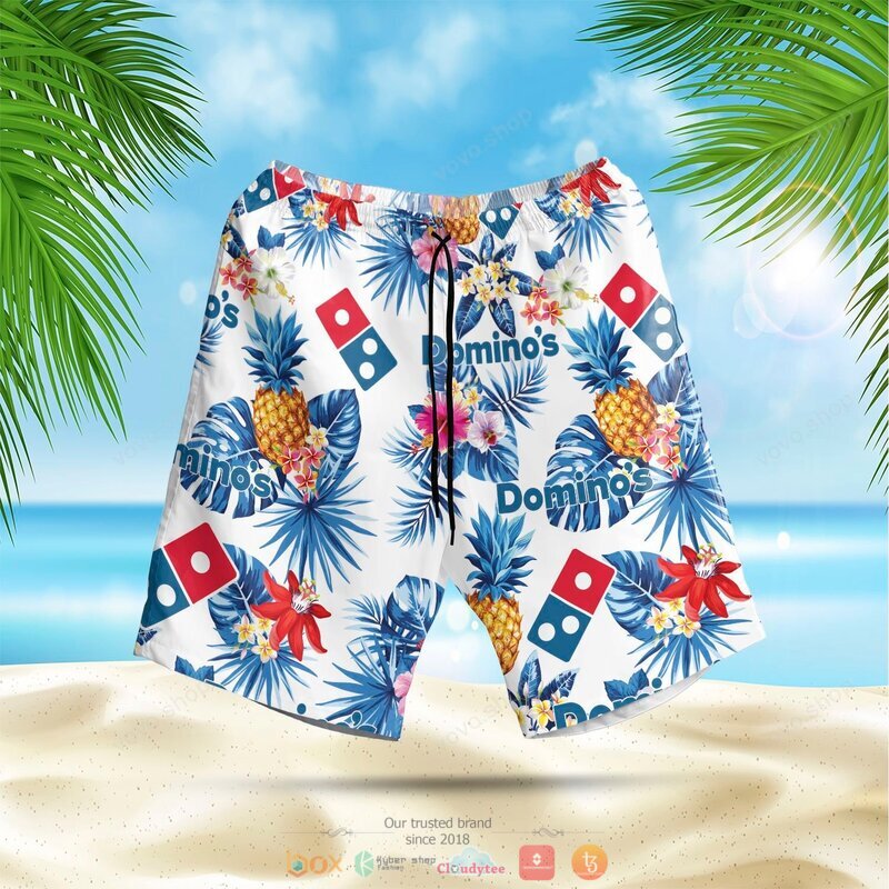Domino pineapple Hawaiian Shirt, short 3 Domino pineapple Hawaiian Shirt short 1 2