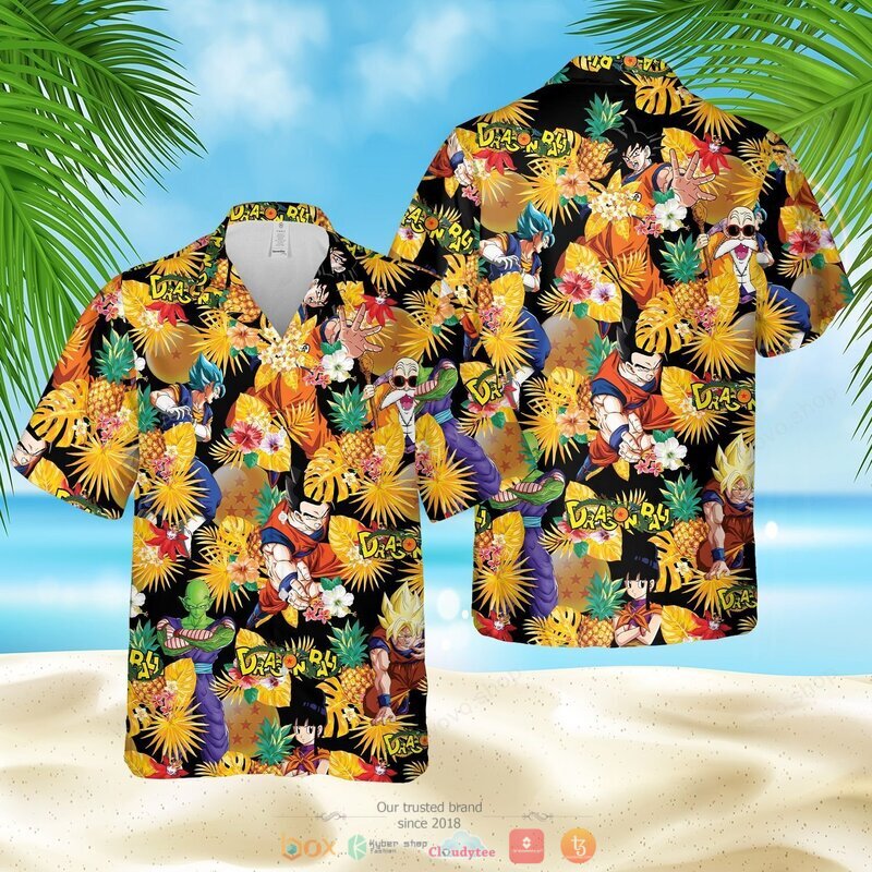 Dragon Ball pineapple tropical summer Hawaiian shirt short