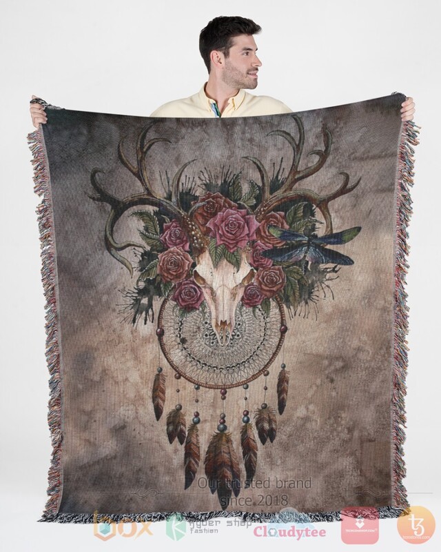 BEST Dreamcatcher Native Rose American Pattern Sherpa Blanket 2 Dreamcatcher Native Rose American Pattern Blanket 1