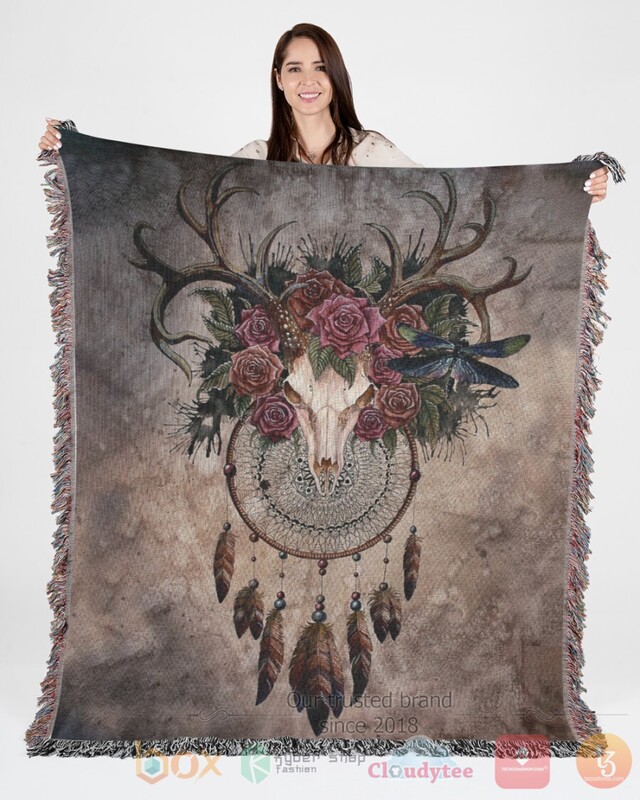 BEST Dreamcatcher Native Rose American Pattern Sherpa Blanket 3 Dreamcatcher Native Rose American Pattern Blanket 1 2